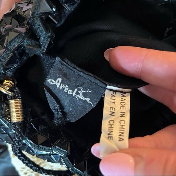 Vintage Artel black geometric evening bag - Picture 5 of 5